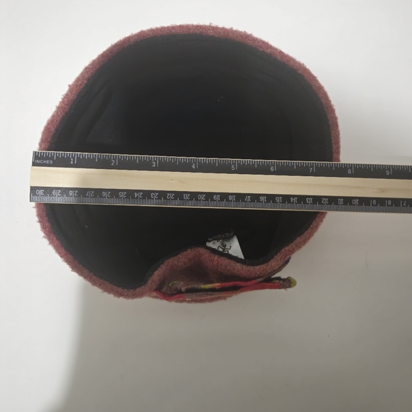 Shred Alert Vintage Red Wool Ethnic Winter Hat Colorful Embroidered Boho 7" Band - Picture 3 of 9